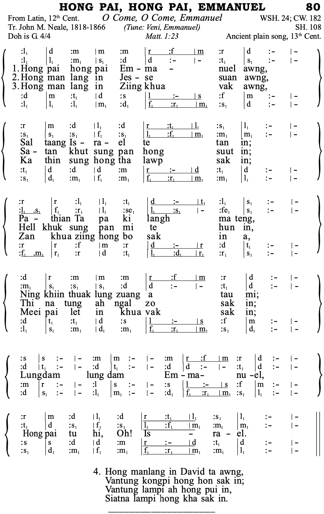 80 Hong Pai, Hong Pai Emmanuel - Siyin Hymn 1 80 Hong Pai Hong Pai Emmanuel