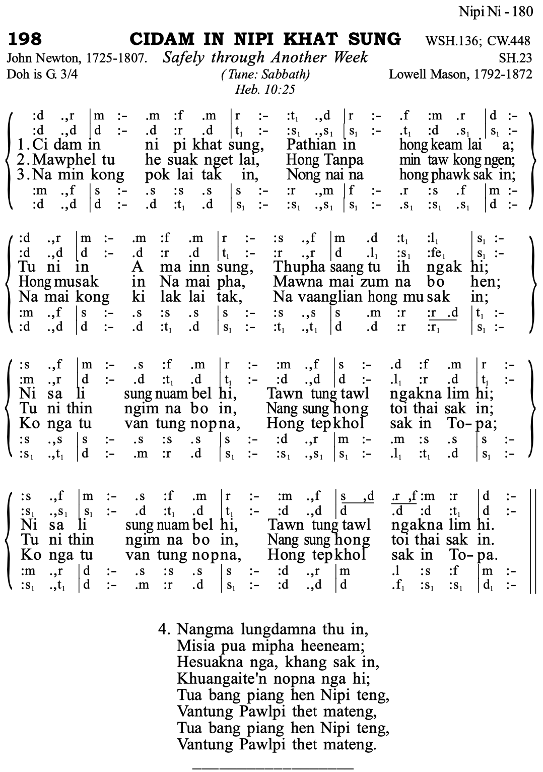 198 Cidam In Nipi Khat Sung - Siyin Hymn 1 198 Cidam In Nipi Khat Sung