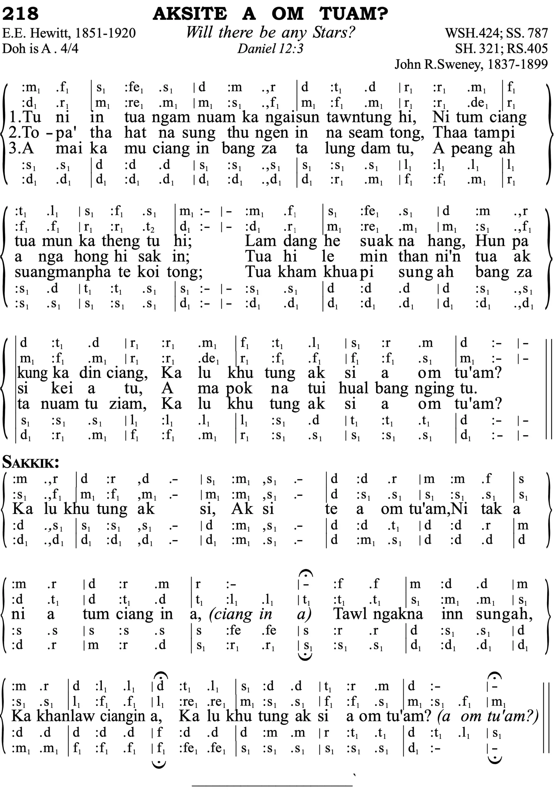 218 Aksite A Om Tuam - Siyin Hymn 1 218 Aksite A Om Tuam