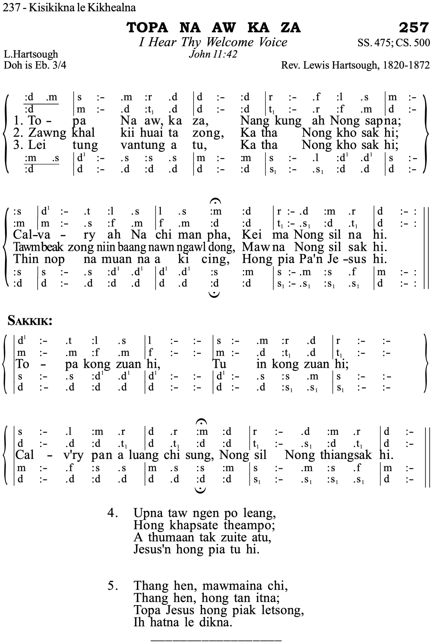 257 Topa Na Aw Ka Za - Siyin Hymn 1 257 Topa Na Aw Ka Za