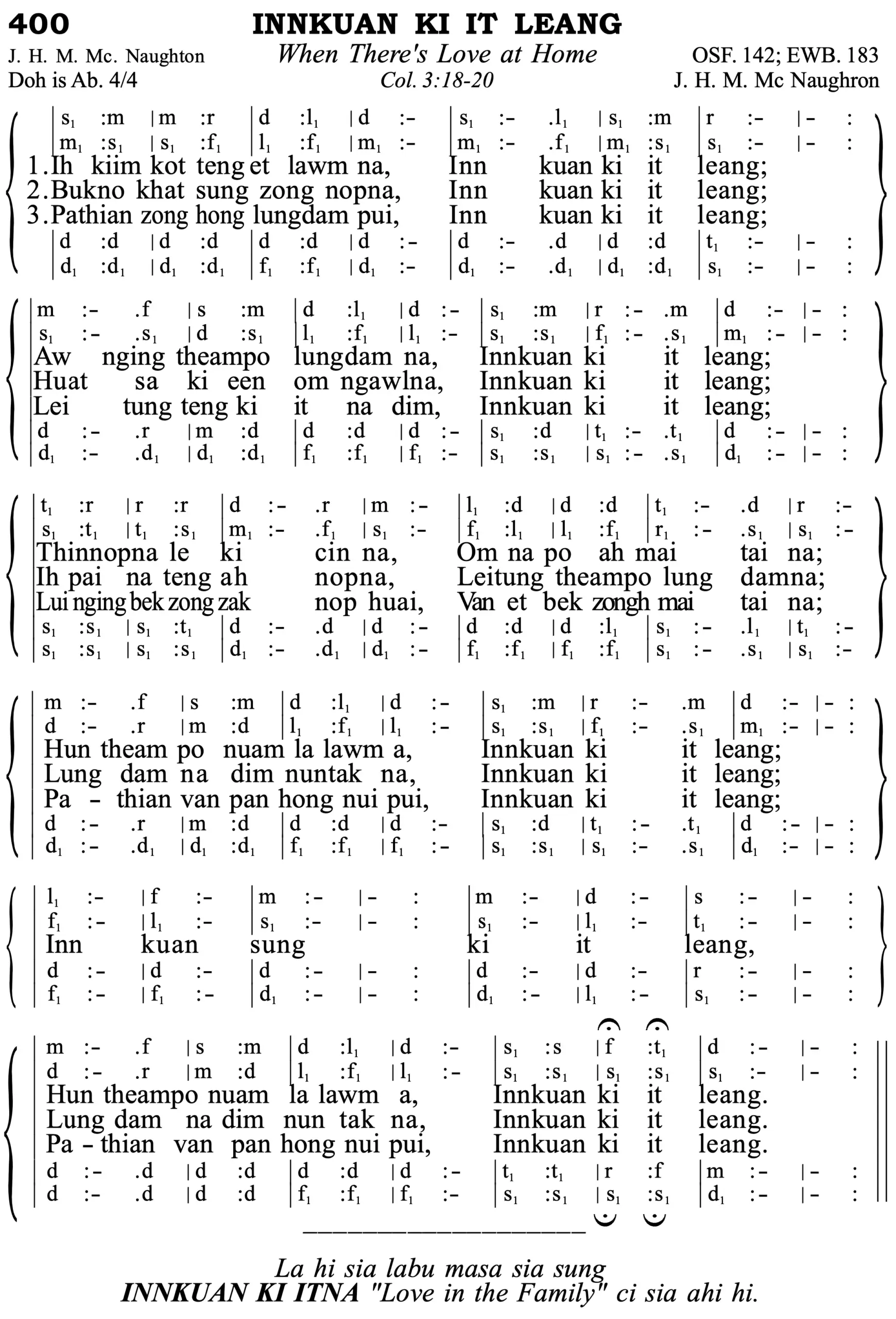 400 Innkuan Ki It Leang - Siyin Hymn 1 400 Innkuan Ki It Leang